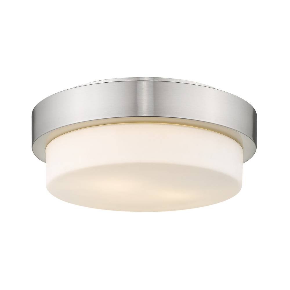 Wry Lighting Morgon 2-light 11&#34; Flush Mount in Pewter and Opal Glass